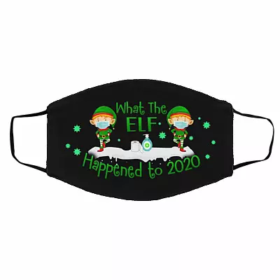 What the Elf Happened Face Mask Cover, White, Cloth Face Cover – Medium/Large