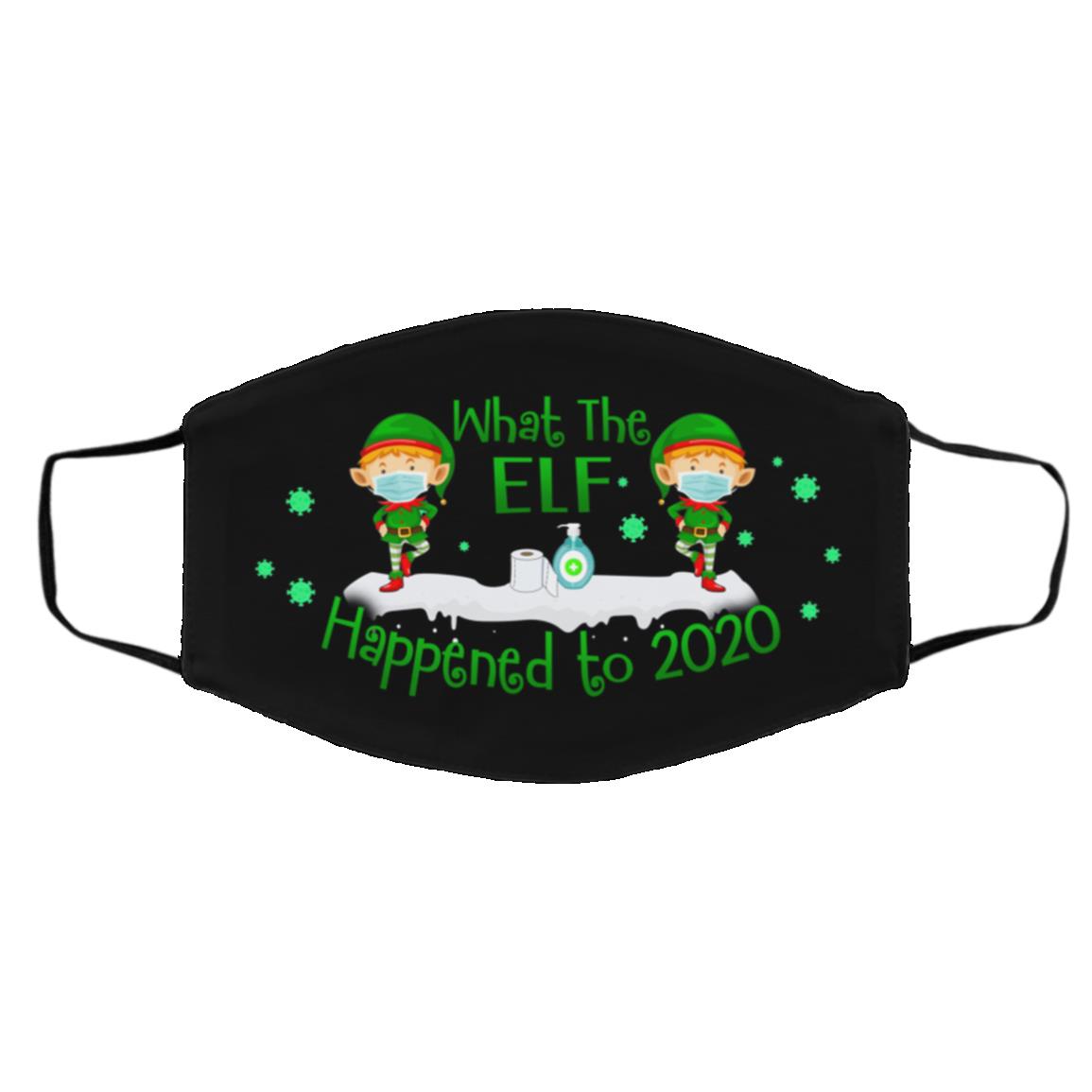 What the Elf Happened Face Mask Cover, White, Cloth Face Cover – Medium/Large