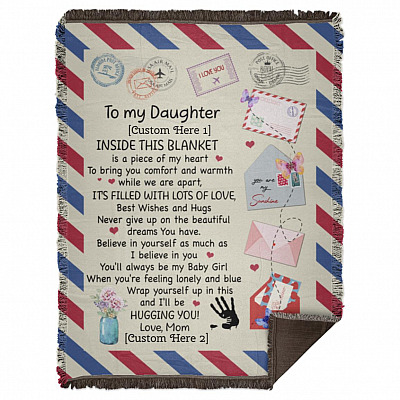 1VT. UU TIEN Mom To My Daughter Inside Blanket Personalized-customized Personalized Mom To My Daughter Blanket, White, Woven Blanket - 60x80
