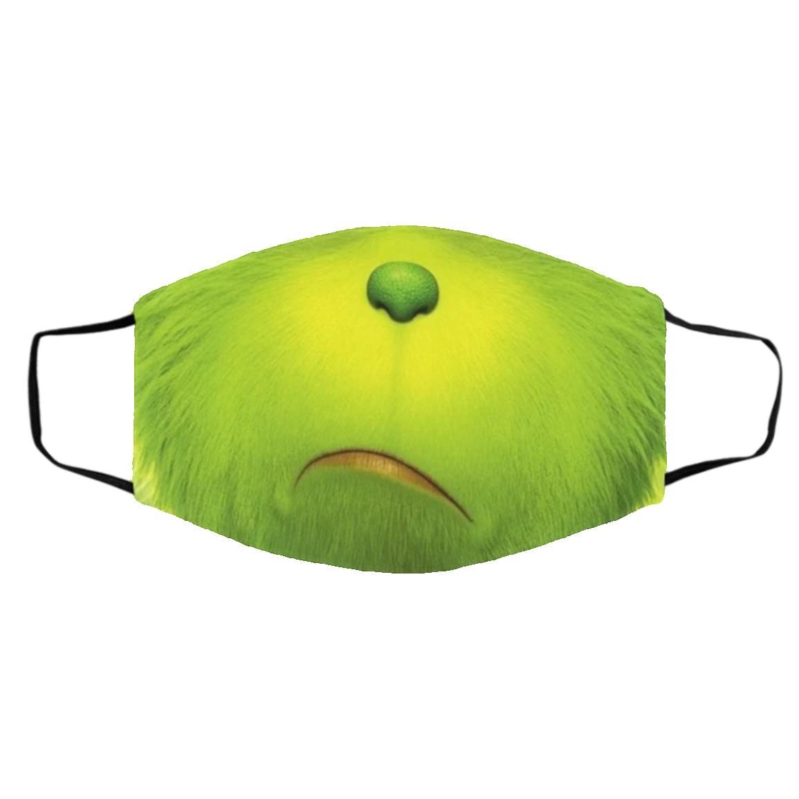 Grin-ch Mouth Christmas, White, Cloth Face Cover – Medium/Large