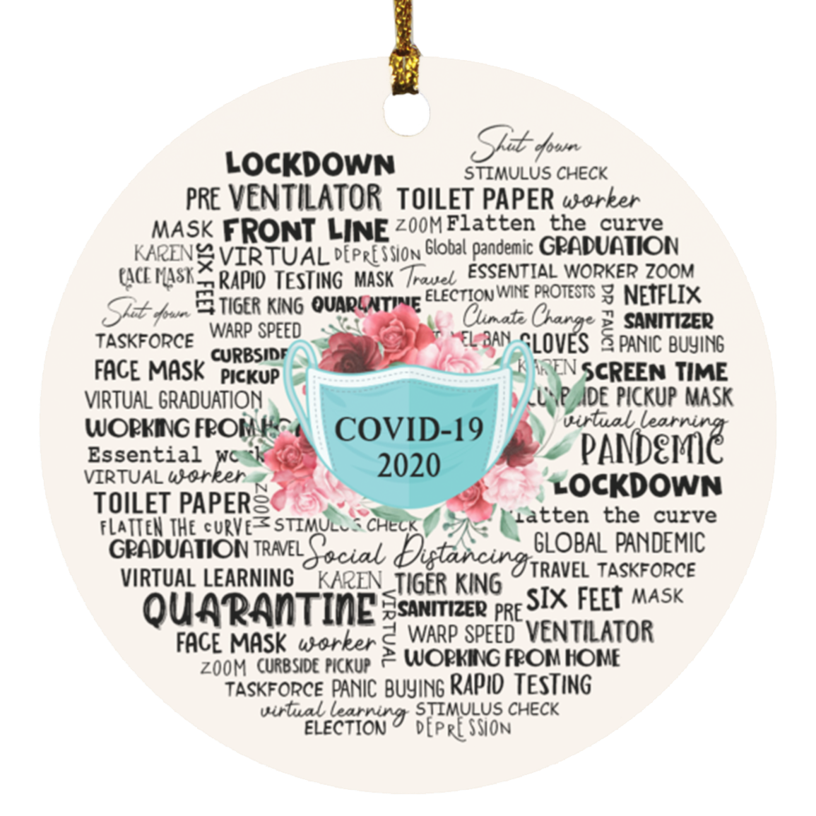 Nurse 2020 Decorative Christmas Ornament - Holiday Flat Circle Ornament - Holiday Decoration Gift, White, Circle Ornament