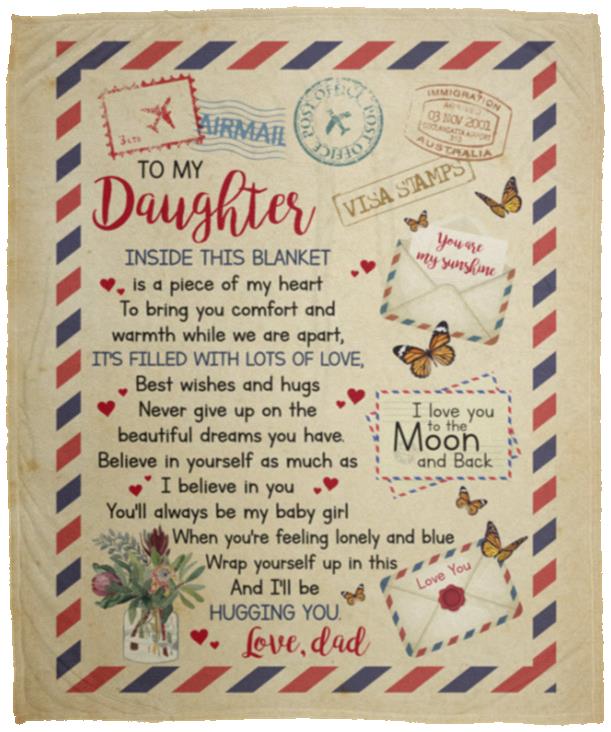 From Dad To My Daughter Blanket, White, Cozy Plush Fleece Blanket - 50x60