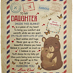 Bear Dad To My Daughter, White, Cozy Plush Fleece Blanket - 50x60