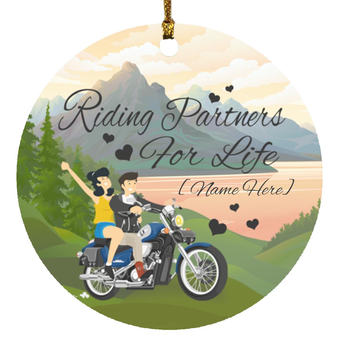 Personalized Couple Christmas Ornament, White, Circle Ornament