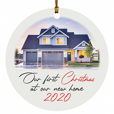 Personalized Photo New Home Ornament, White, Circle Ornament