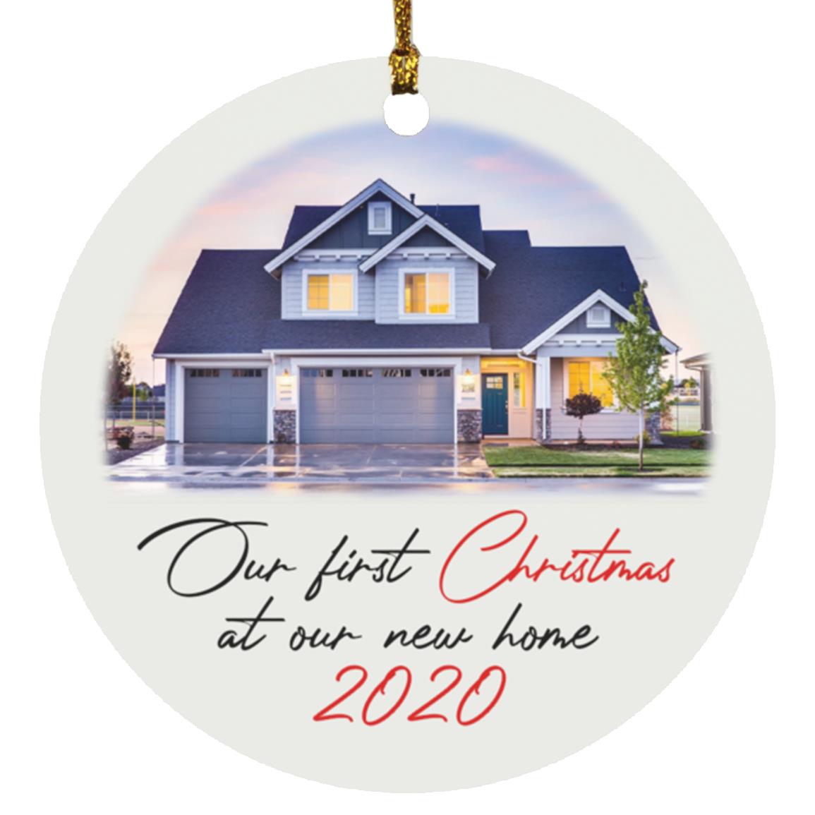 Personalized Photo New Home Ornament, White, Circle Ornament
