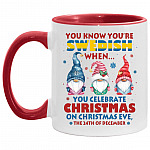 Gnome You Know You're Swedish, White/Red, 11 oz. Accent Mug