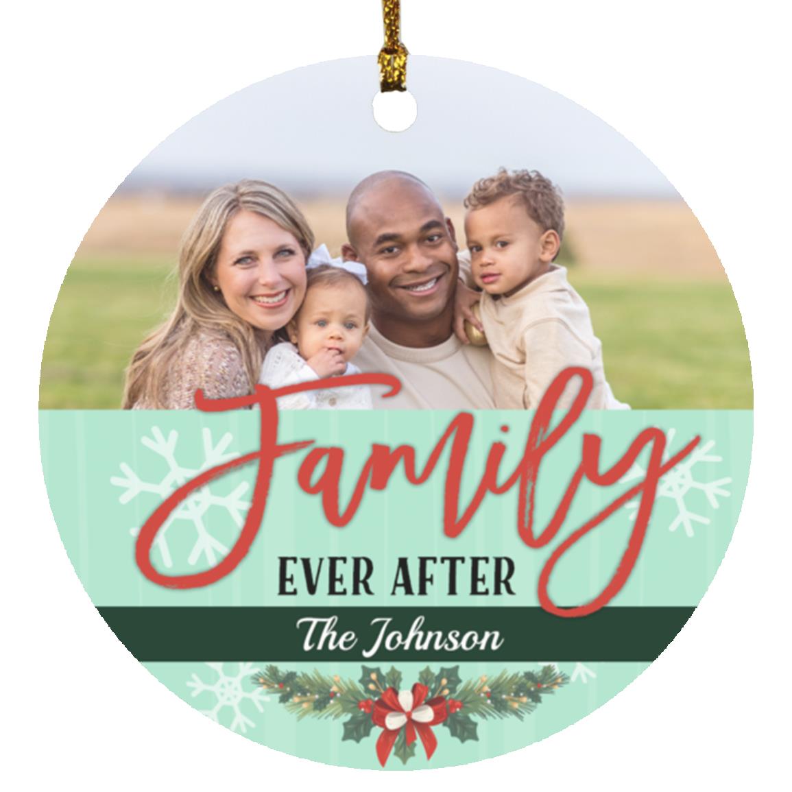 Personalized Photo Family Ever, White, Circle Ornament