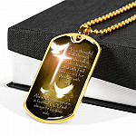 Yea, Though I Walk Through The Valley of The Shadow of Death I Will Fear No Evil Dog Tag Pendant Necklace - Dog Tag (Gold Plated)
