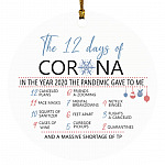 The 12 Days Of Corona In The Year 2020, White, Circle Ornament