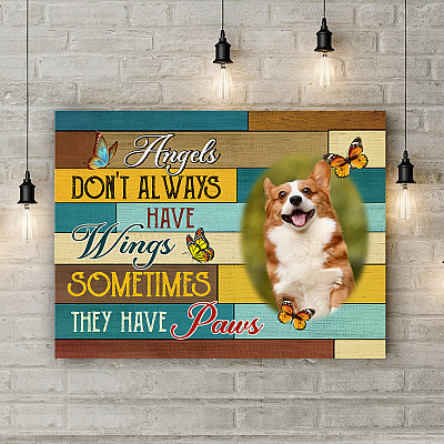 Alternative view of Personalized Photo Dog Angels Don't Always Have Wings Sometimes They Have Paws Framed Canvas - Unframed Poster