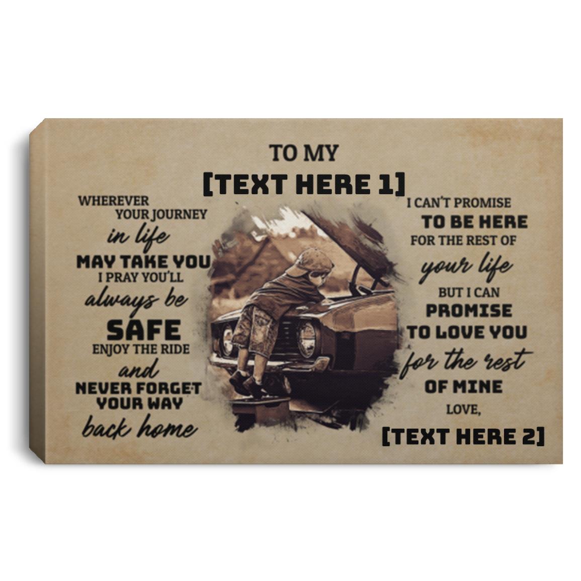 4KT. To My Son Car Racing_Personalized, White, 0.75'' Framed Canvas 4KT. To My Son Car Racing_Personalized, White, 0.75'' Framed Canvas