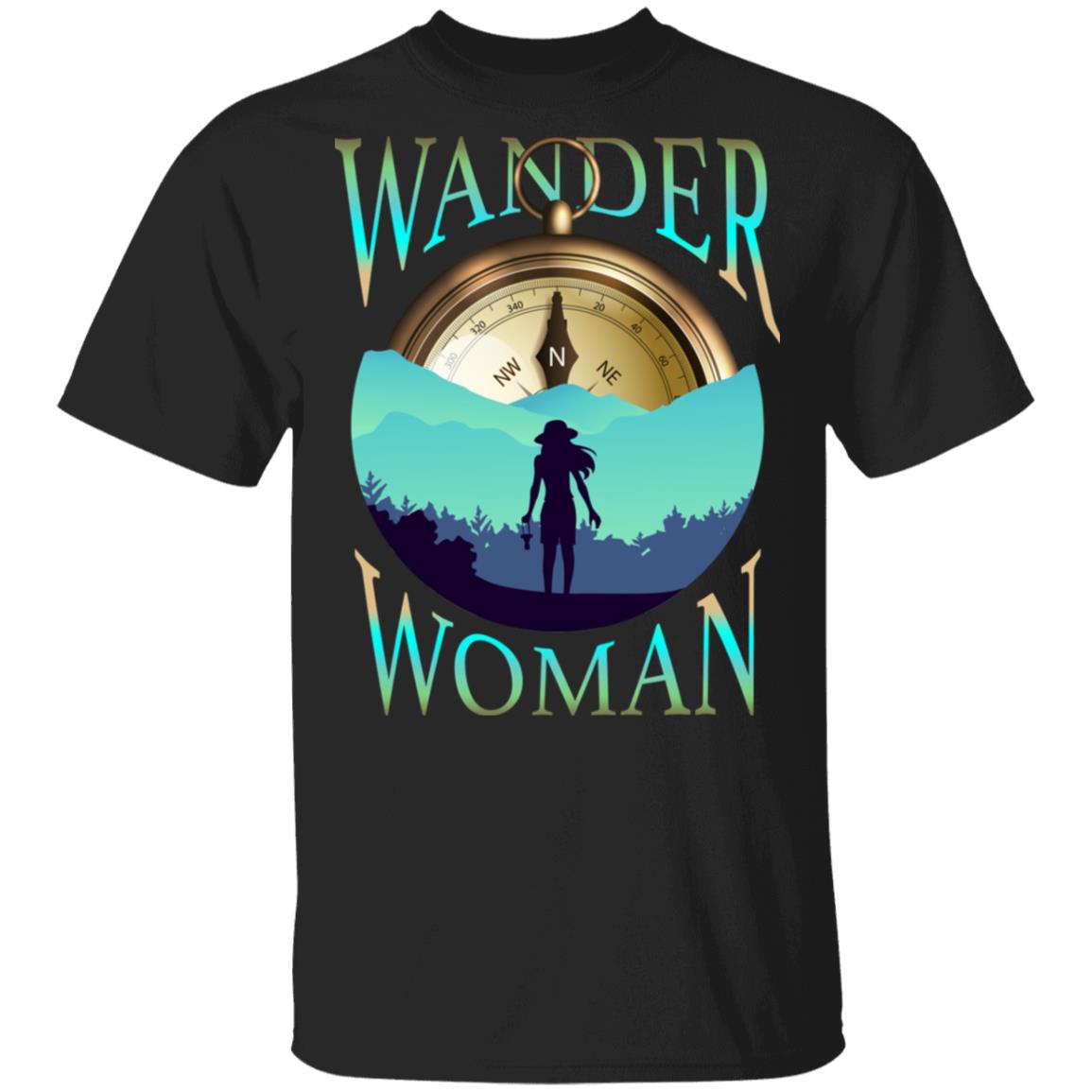 Wander Woman Compass Outdoor Hiking Camping, Black, Unisex T-Shirt Wander Woman Compass Outdoor Hiking Camping, Black, Unisex T-Shirt