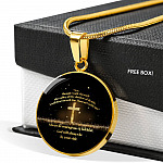 Yea Though I Walk Through The Valley Of The Shadow Of Death Psalm 23 4 Luxury Circle Pendant Necklace - Circle Luxury Necklace (Gold Plated)