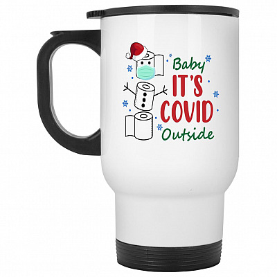 14 oz. White Travel Mug