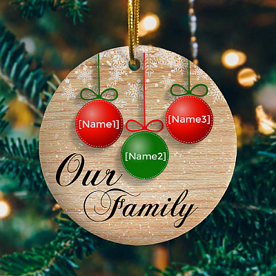 Alternative view of Personalized Circle Ornaments Family Of 3 - Our Family Member Names Holiday Christmas Gift