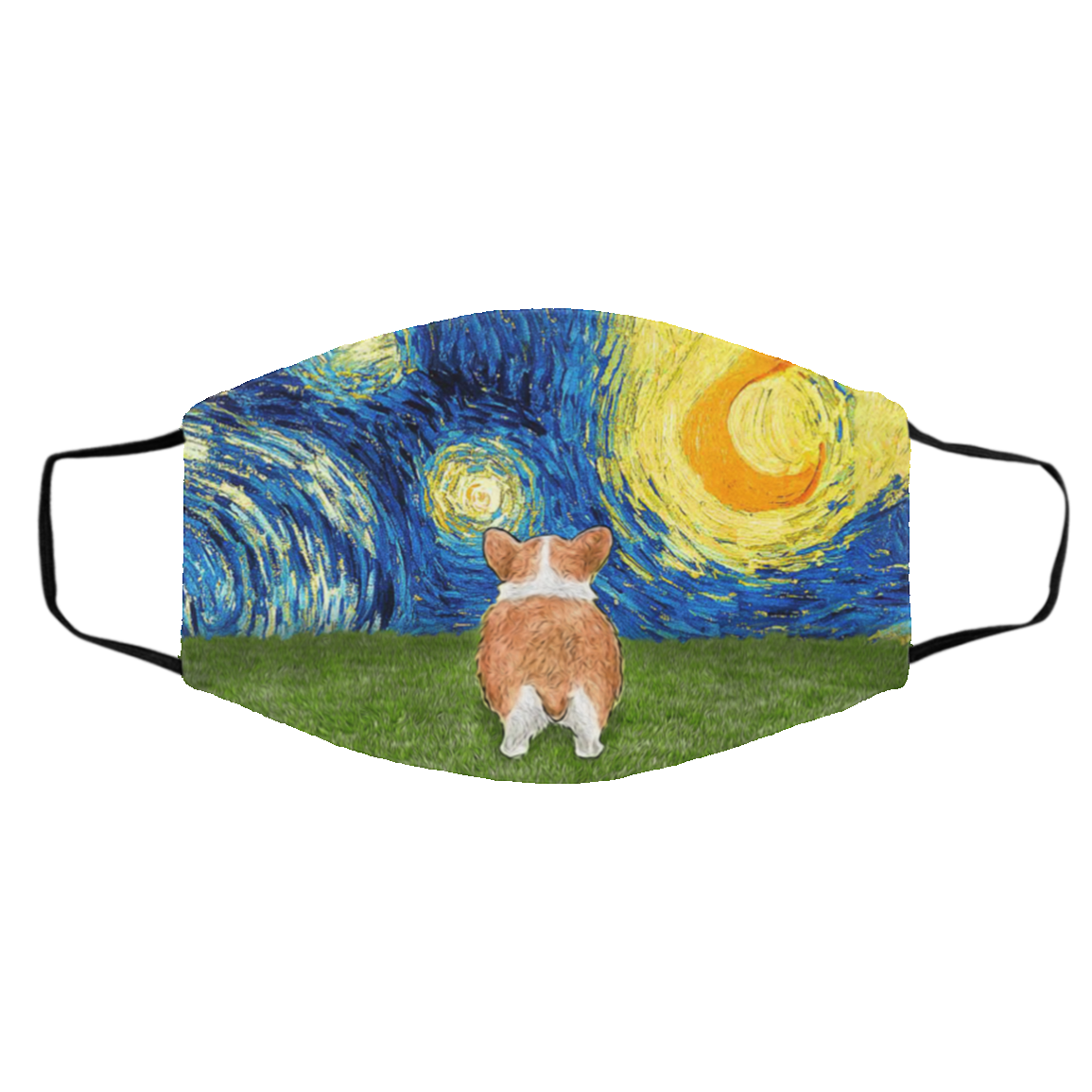 Starry Night Corgi Butt Washable Reusable Custom Printed Cloth Face Mask Cover, White, Cloth Face Cover – Medium/Large Starry Night Corgi Butt Washable Reusable Custom Printed Cloth Face Mask Cover, White, Cloth Face Cover – Medium/Large