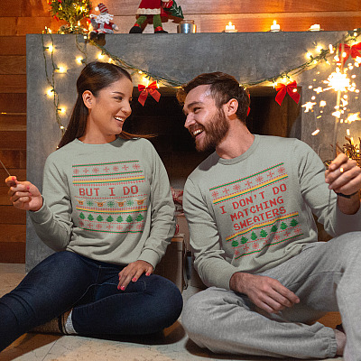 Alternative view of Matching Couple Sweatshirt - I Don't Do Matching Sweaters Holiday Hoodies - Long Sleeves