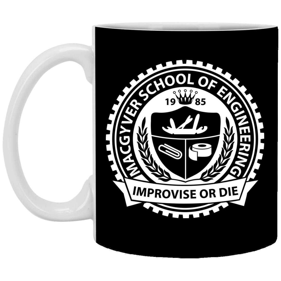 Macgyver School of Engineering, Black, 11 oz. White Mug