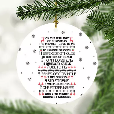 12 Days of Christmas the Midwest Gave to Me Funny Christmas Flat Holiday Circle Ornament Keepsake