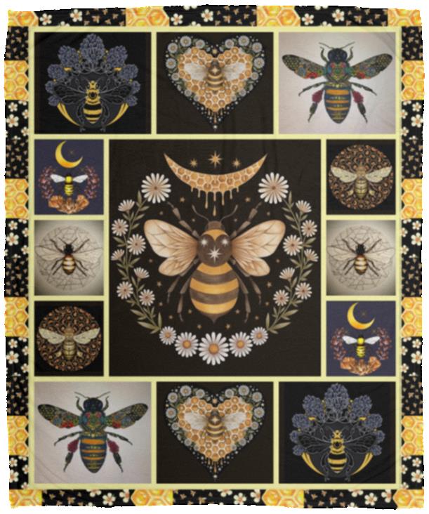 Love Bee Sweet Blanket, White, Cozy Plush Fleece Blanket - 50x60