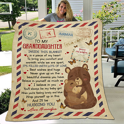 Alternative view of Grandpa To Granddaughter Inside This Blanket Is A Piece Of My Heart To Bring You Comfort And Warmth Fleece Blanket