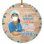 Forget Glass Slippers This Princess, White, Circle Ornament