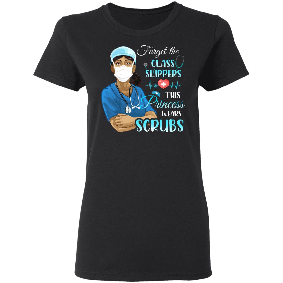 Forget Glass Slippers This Princess, Black, Ladies T-Shirt
