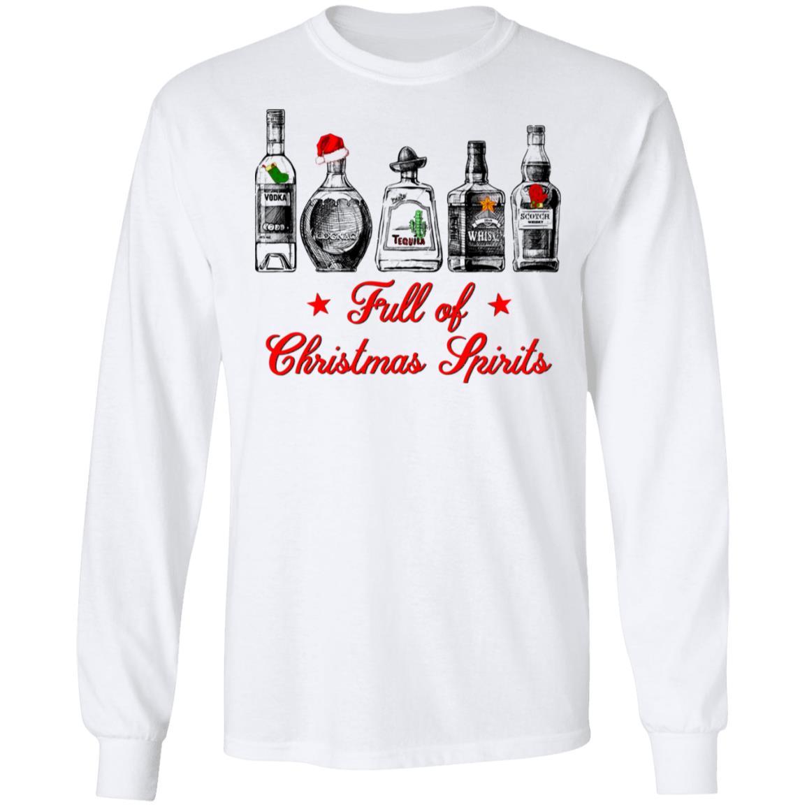 Full Of Christmas Spirits Hoodie, White, Long Sleeve