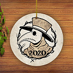 Vintage Plague Doctor Quarantine Pandemic Christmas 2020 Flat Holiday Circle Ornament Keepsake