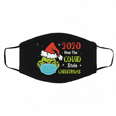 Grinch How Covid Stole Christmas Face Mask, Black, Cloth Face Cover – Medium/Large
