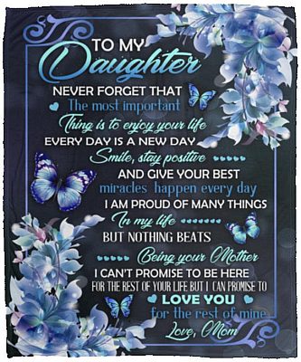 Butterfly To My Daughter Never Forget, White, Cozy Plush Fleece Blanket - 50x60