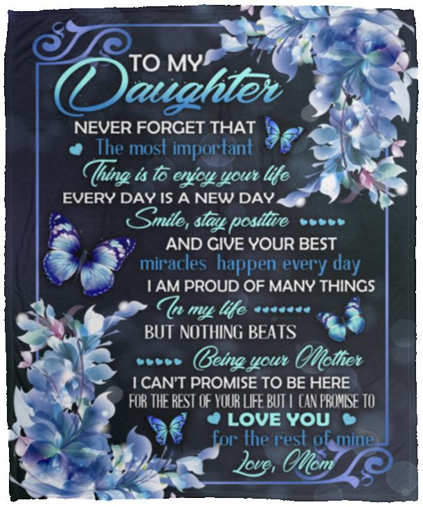 Butterfly To My Daughter Never Forget, White, Cozy Plush Fleece Blanket - 50x60