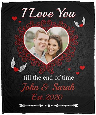 Personalized Photo Image I Love You Blanket, White, Cozy Plush Fleece Blanket - 50x60