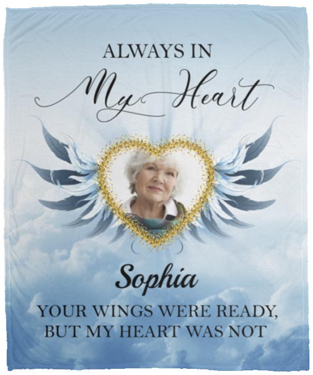 Always In My Heart Personalized Photo Blanket, White, Cozy Plush Fleece Blanket - 50x60 Always In My Heart Personalized Photo Blanket, White, Cozy Plush Fleece Blanket - 50x60