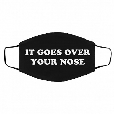 It Goes Over Your Nose Funny Face Mask, Black, Cloth Face Cover – Medium/Large