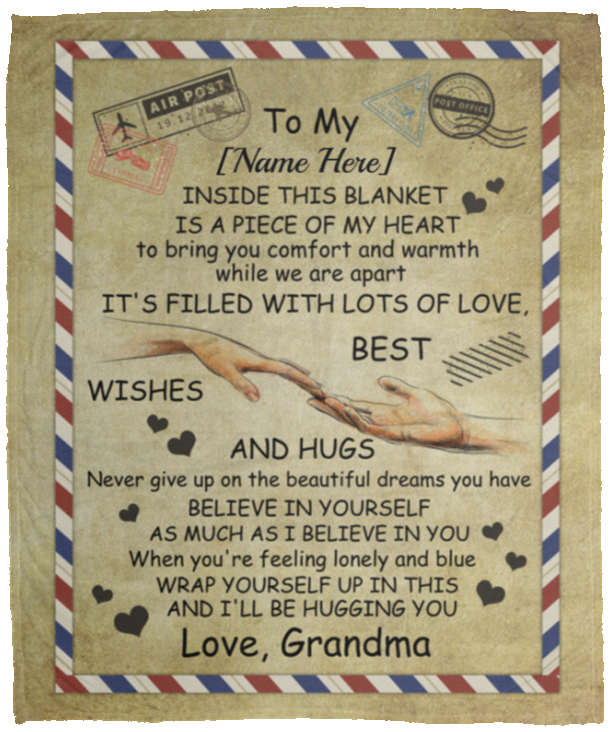 Personalized to My Grandson Inside This Blanket Fleece Blanket - Mink Sherpa Blanket - Woven Blanket, White, Cozy Plush Fleece Blanket - 50x60