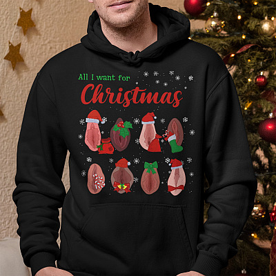 Alternative view of Dirty Christmas All I Want for Christmas Is Vagina Funny Dirty Christmas Gift for Couple Sweater Long Sleeve