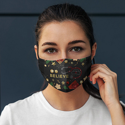 Alternative view of Nurse Christmas Reusable Washable Custom Printed Cloth Face Mask