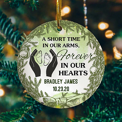 Personalized A Short Time In Our Star Forever In Our Heart Decorative Christmas Ornament - Flat Circle Ornament