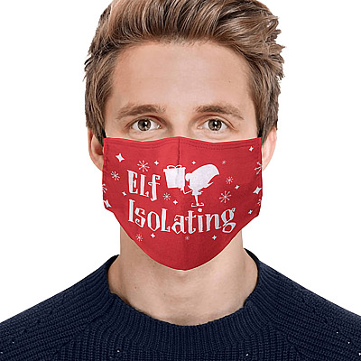 Alternative view of Elf Isolating Washable Reusable Custom – Funny Elf Printed Cloth Face Mask Cover