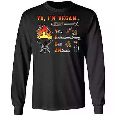 5KT. Ya I'm Vegan (4), Black, Long Sleeve