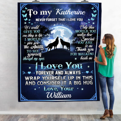 Personalized To My Wife Saying Wolves Couple Saying Blanket - To My Girlfriend Quote Wolf Customized Blanket