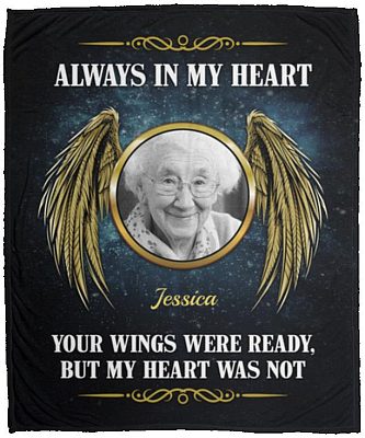 Customized Photo Always In My Heart Blanket, White, Cozy Plush Fleece Blanket - 50x60