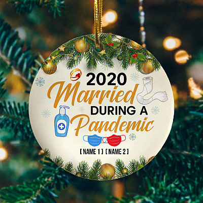 Alternative view of Personalized Married During a Pandemic Quarantined 2020 Christmas Ornament Keepsake - Holiday Ornament