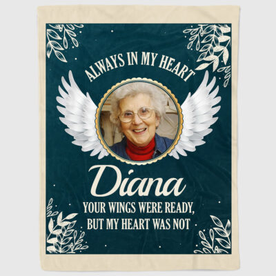 Alternative view of Personalized Custom Photo Always In My Heart Your Wings Were Ready Memorial Fleece Blanket - Mink Sherpa Blanket
