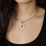 Let Your Faith Be Bigger Than Your Fear Christian Cross Circle Pendant Necklace Gifts - Circle Luxury Necklace (Gold Plated)