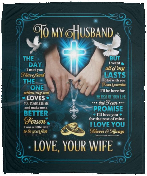 To My Husband The Day I Met You, White, Cozy Plush Fleece Blanket - 50x60