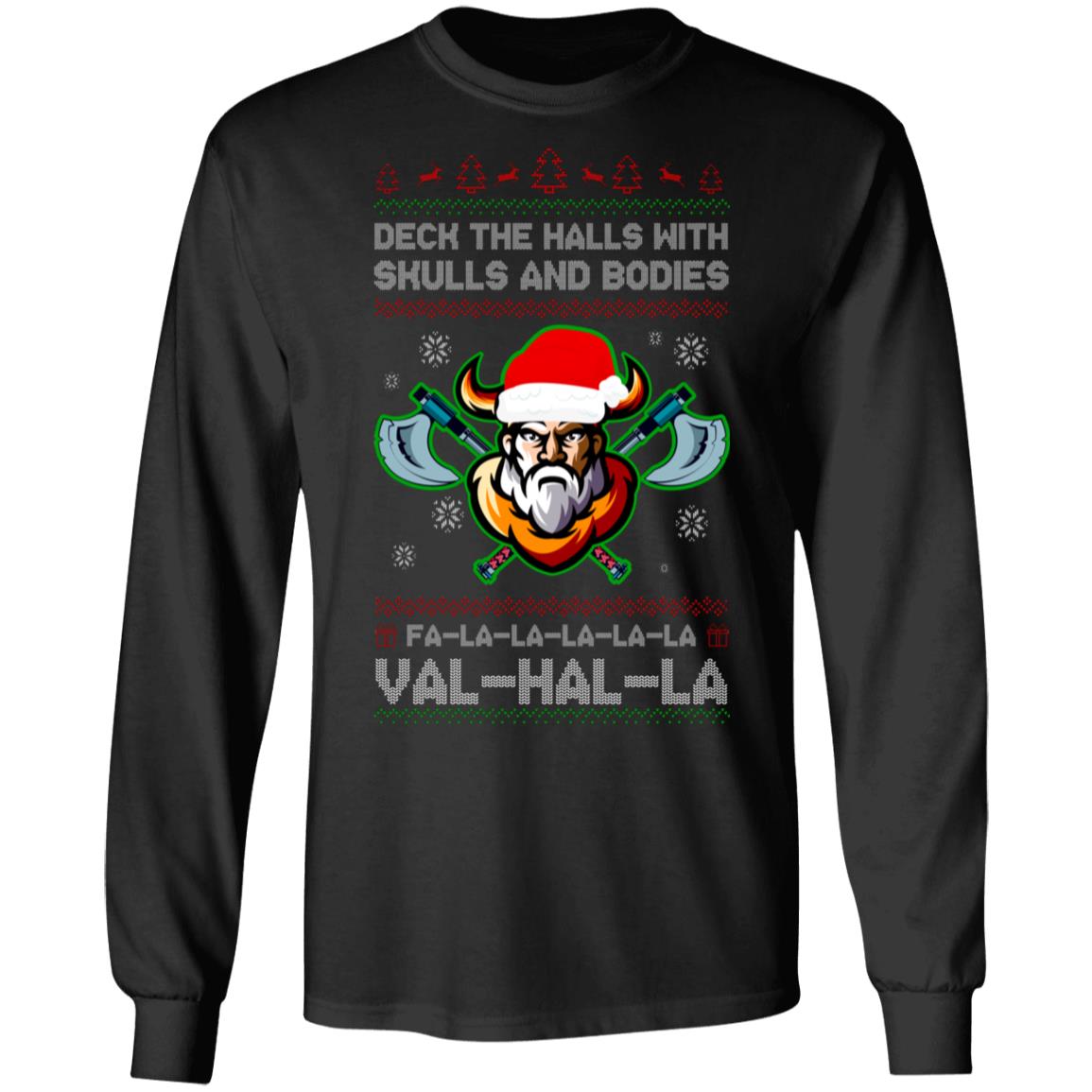 Viking Deck The Halls With Skulls Hoodie, Black, Long Sleeve Viking Deck The Halls With Skulls Hoodie, Black, Long Sleeve
