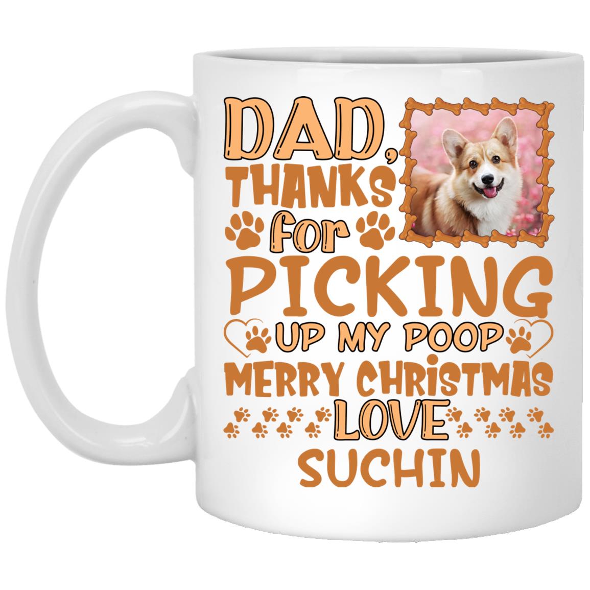 Personalized Photo Dear Dad, White, 11 oz. White Mug